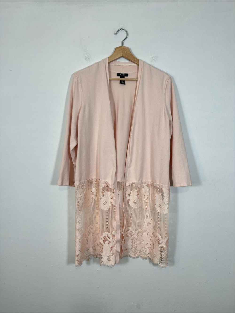 Alfani Floral Lace Longline Cardigan Large Romantic Fall Layering Casual Cottage